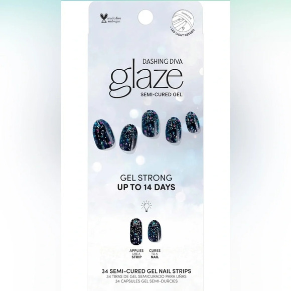 2 Dashing Diva Glaze Holiday Christmas Nail Strips- Silver Bells Yuletide Magic - Picture 3 of 11